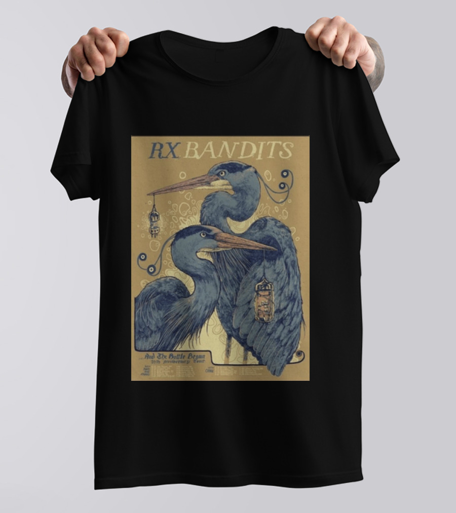 RX Bandits And The Battle Begun 20th Anniversary Tour 2026 Blue Heron T-Shirt