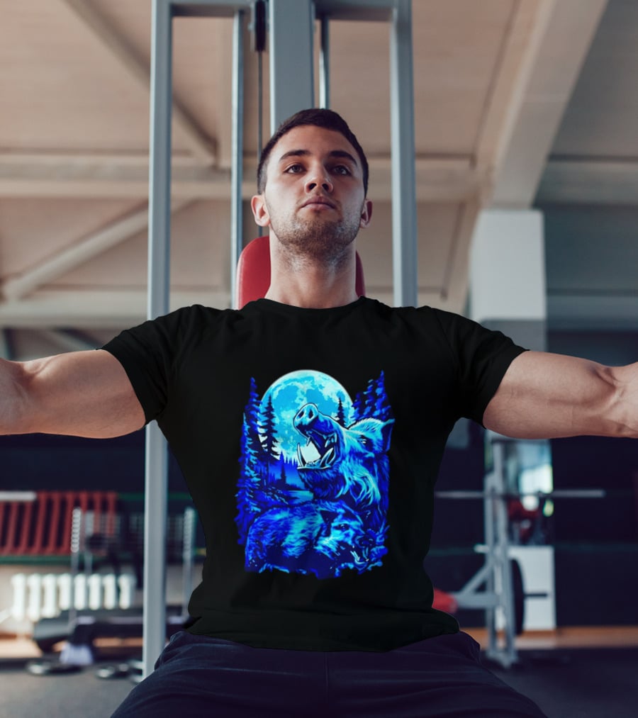Wild Boar Forest Moonlight Wildlife Night Nature T-Shirt