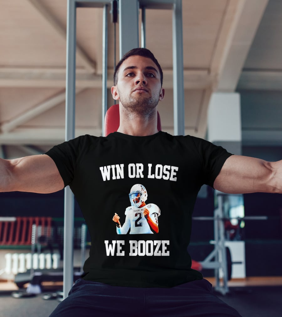Win Or Lose We Booze Texas A&M Johnny Manziel Number 2 Quarterback T-Shirt