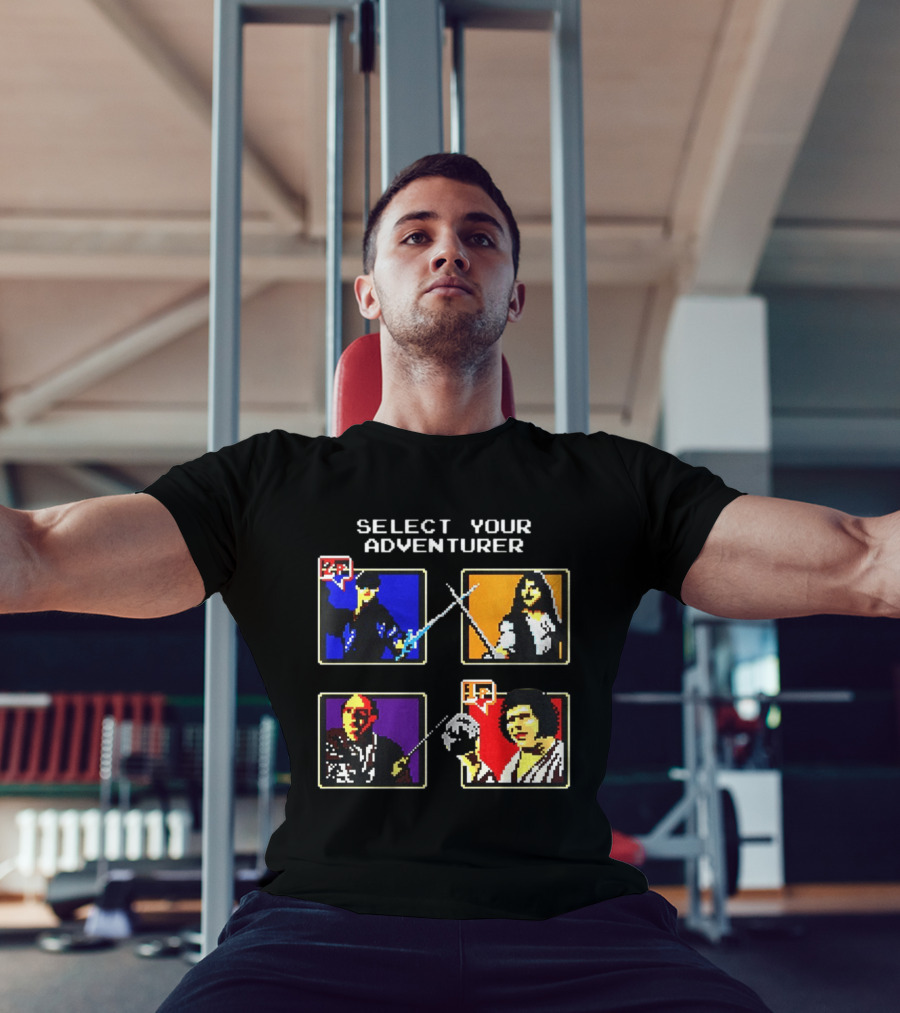 Select Your Adventurer 2p 1p 8 Bit Pixel Characters T-Shirt