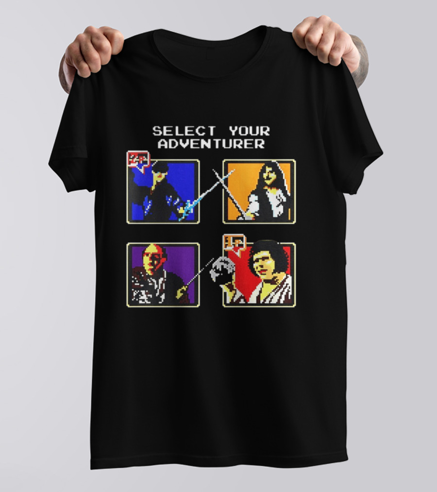 Select Your Adventurer 2p 1p 8 Bit Pixel Characters T-Shirt