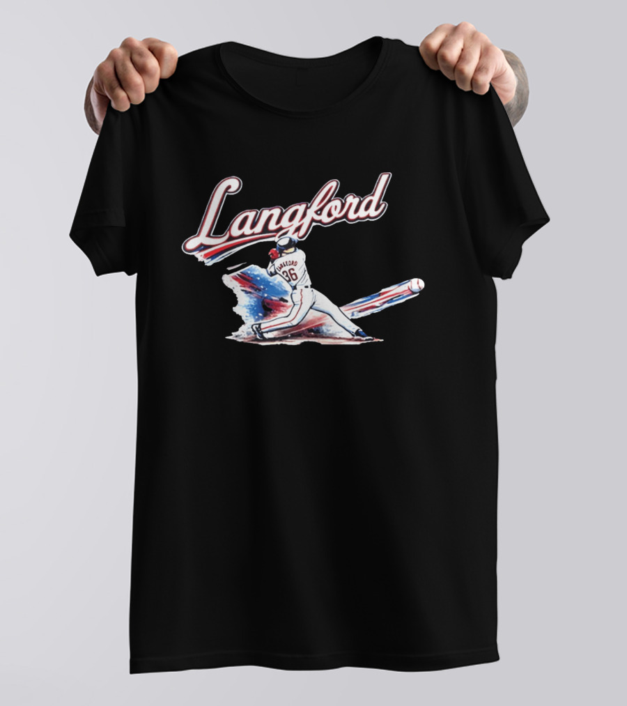 Langford Baseball Swing Texas Rangers Wyatt Langford Slugger 26 T-Shirt