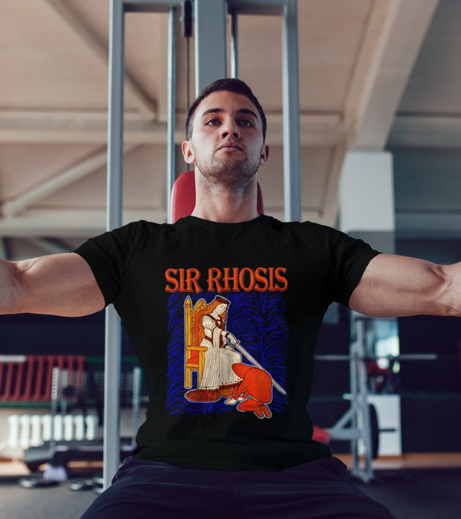 Sir Rhosis Medieval Pun Queen Knight Kneeling T-Shirt