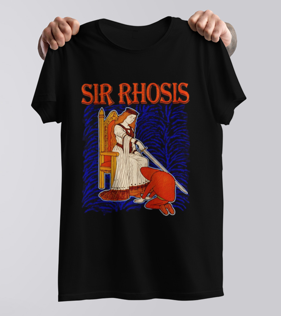 Sir Rhosis Medieval Pun Queen Knight Kneeling T-Shirt