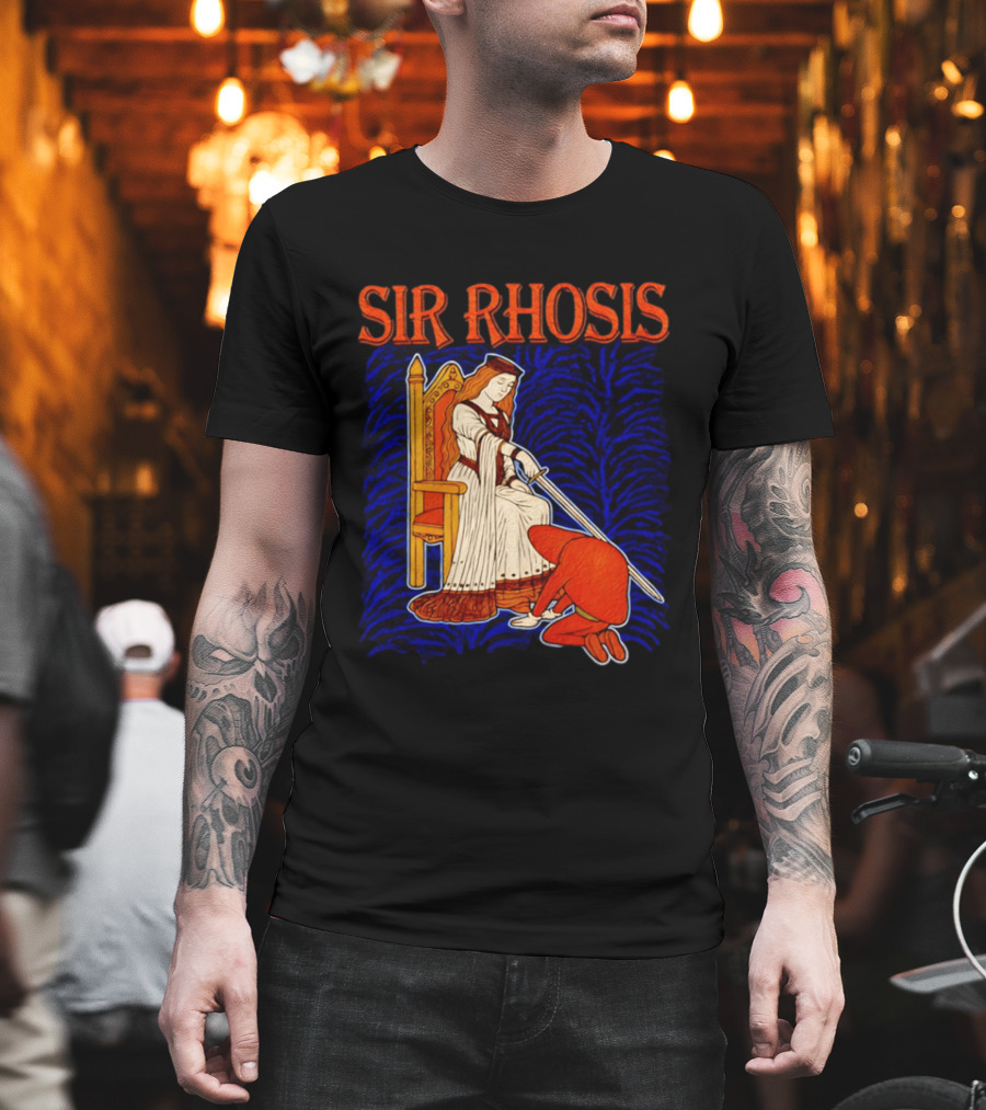 Sir Rhosis Medieval Pun Queen Knight Kneeling T-Shirt