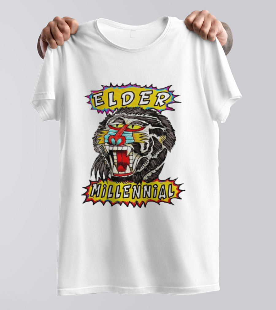 Elder Millennial Baboon Primate Roaring Head T-Shirt