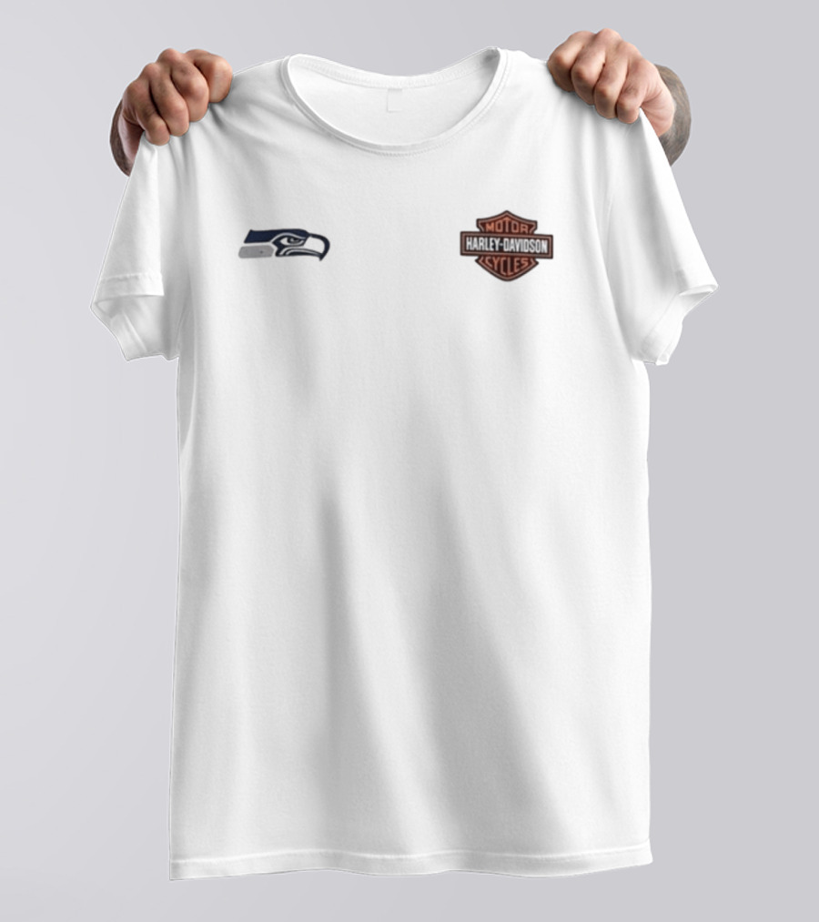 Seattle Seahawks Harley Davidson Ride Loud Sundays Game Day Built Roll T-Shirt