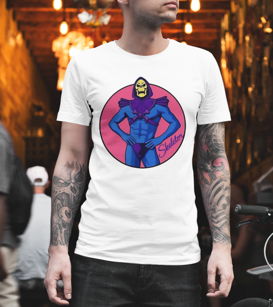 Skeletor Powerful Stance Pink T-Shirt