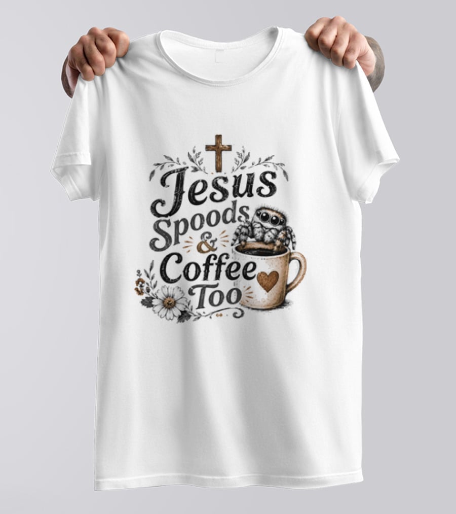 Jesus Spoods And Coffee Too Cross And Heart Christian T-Shirt