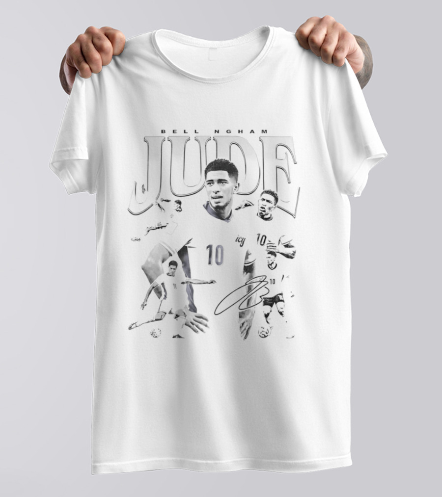Jude Bellingham 10 Icy Collage Football Number Signature T-Shirt