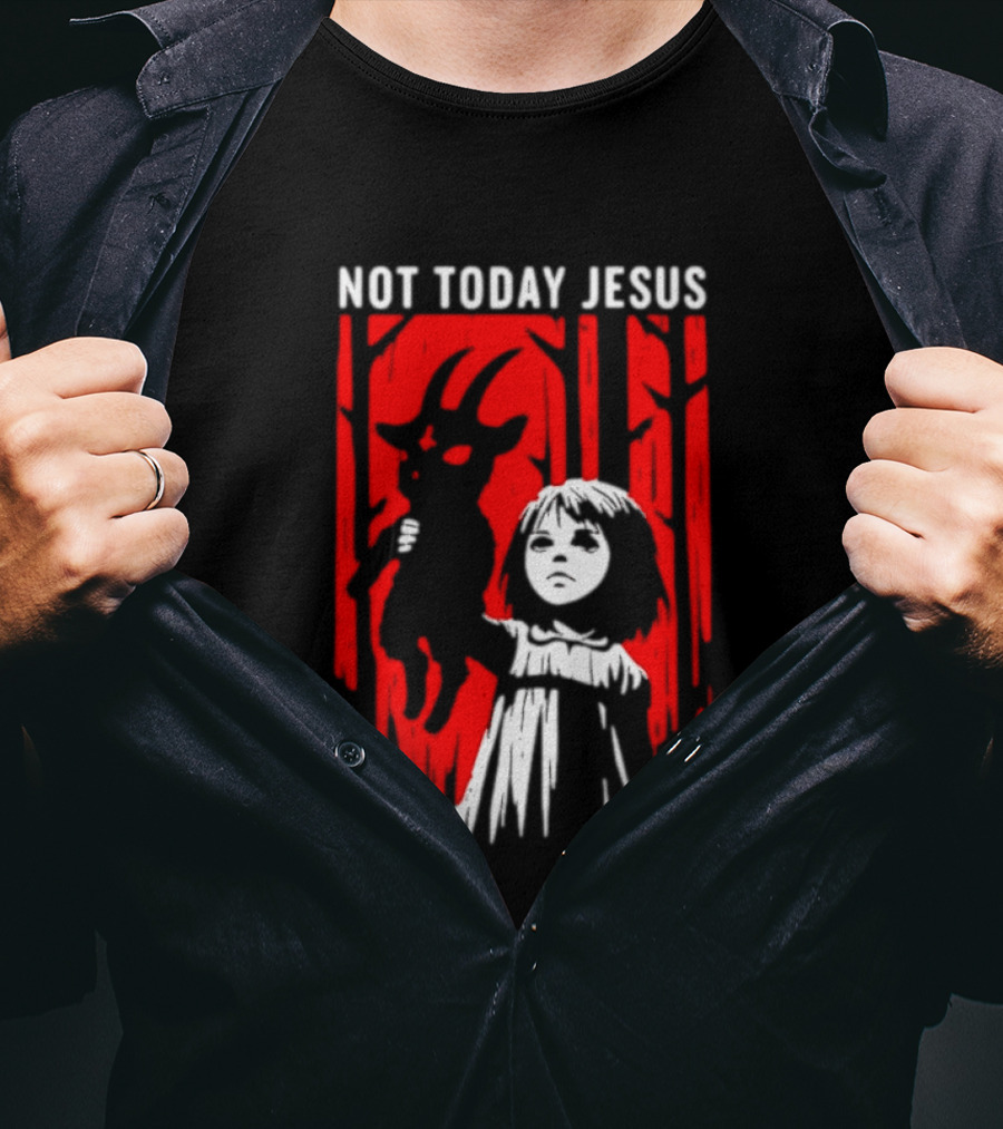 Not Today Jesus Baphomet Occult Girl Goth Dark Aesthetic Horror T-Shirt