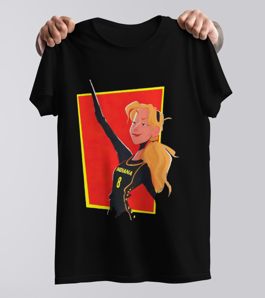 Indiana Blonde Number 8 Pointing In Black And Yellow Sports Uniform T-Shirt