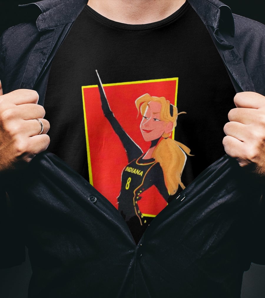 Indiana Blonde Number 8 Pointing In Black And Yellow Sports Uniform T-Shirt
