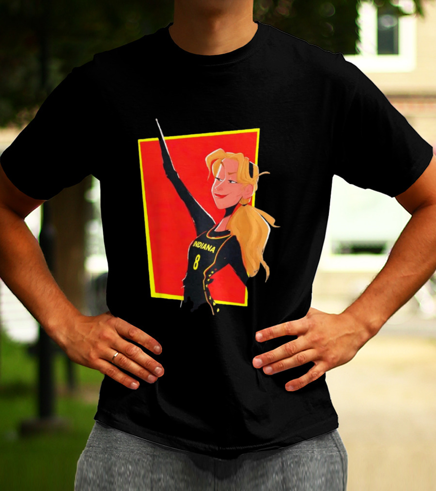 Indiana Blonde Number 8 Pointing In Black And Yellow Sports Uniform T-Shirt