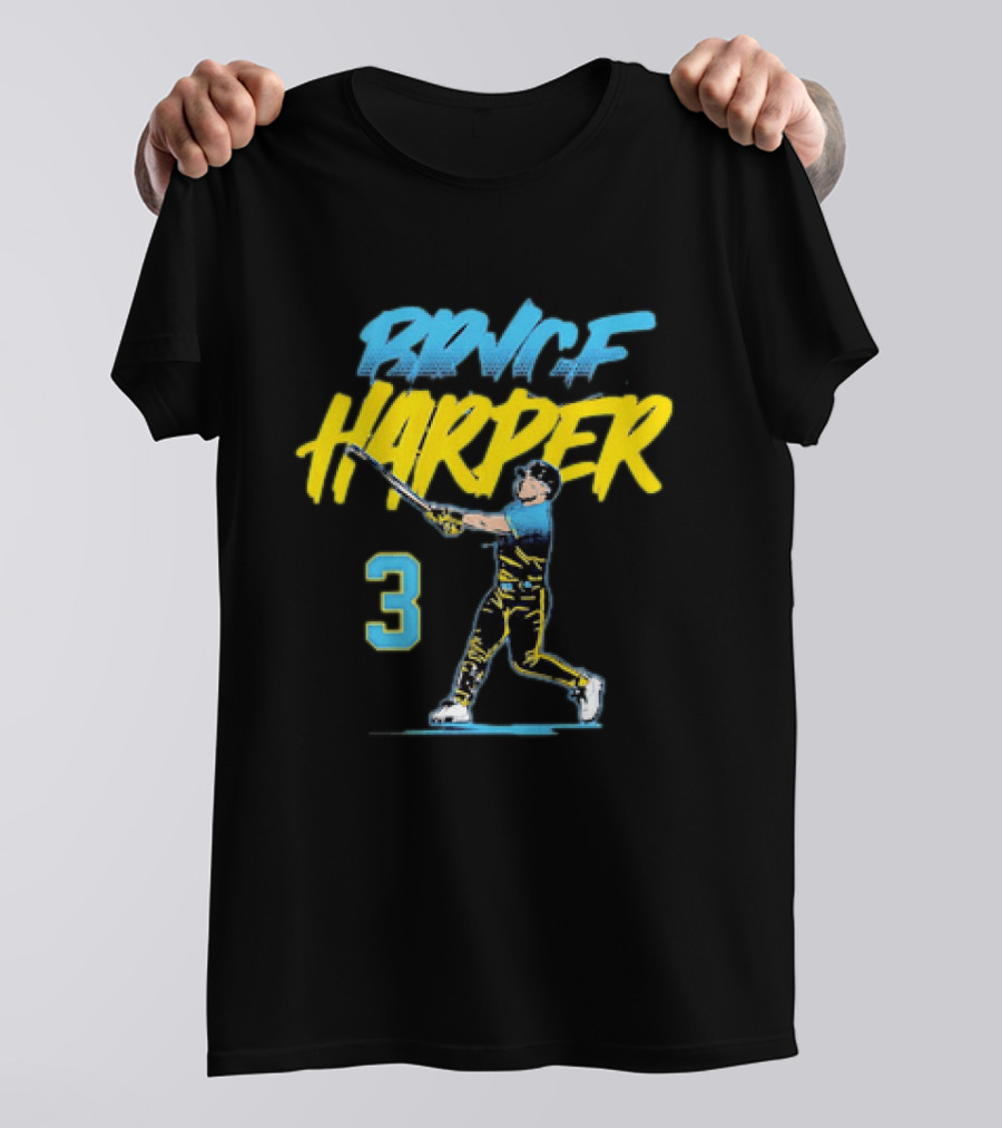 Bryce Harper Swinging Philadelphia Phillies 3 Number T-Shirt