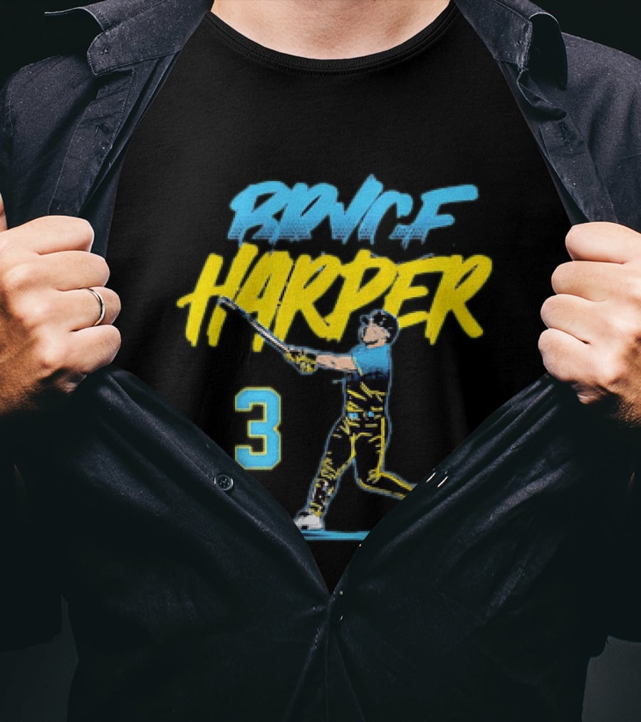 Bryce Harper Swinging Philadelphia Phillies 3 Number T-Shirt