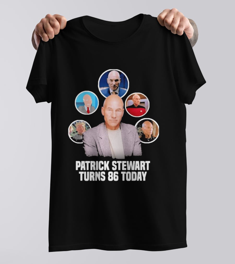 Patrick Stewart Turns 86 Today Iconic Roles Celebration Image T-Shirt