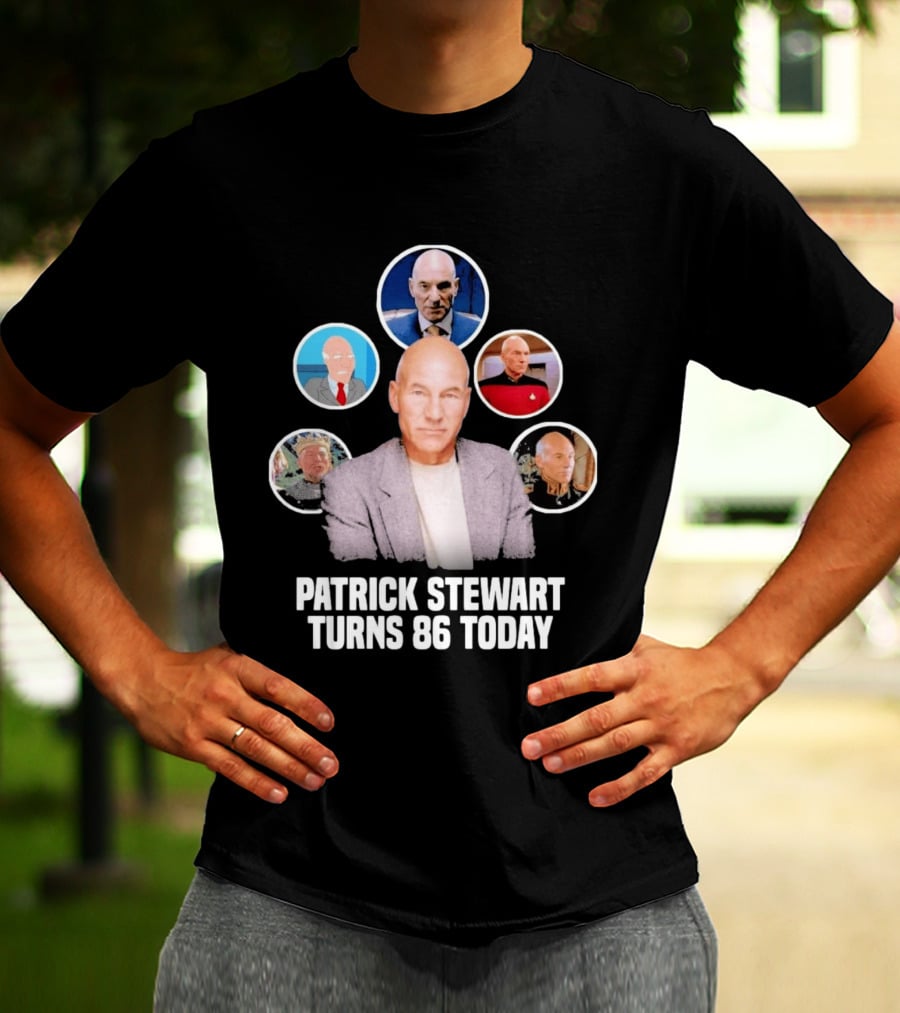 Patrick Stewart Turns 86 Today Iconic Roles Celebration Image T-Shirt