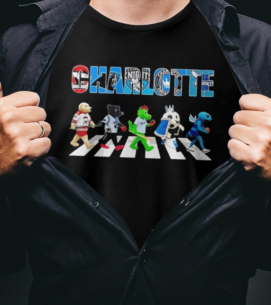 Charlotte Hockey Baseball Soccer Football Mascots Abbey Road T-Shirt