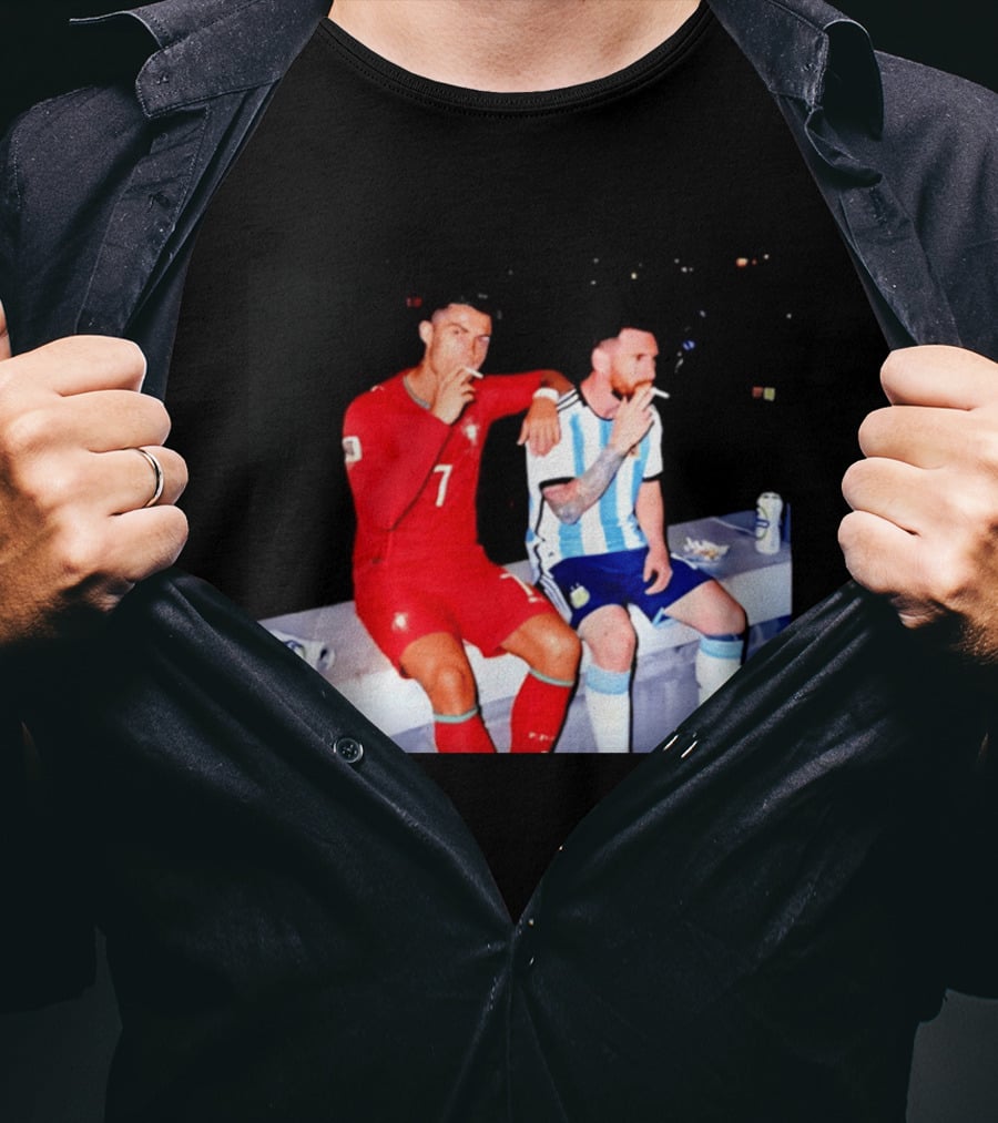 Cristiano Ronaldo Lionel Messi Smoking National Legends T-Shirt