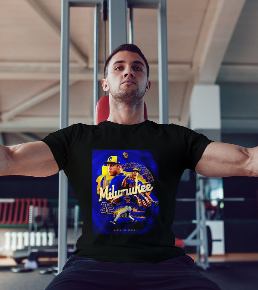 Jacob Misiorowski Milwaukee Brewers Number 32 Baseball Pitcher Milwaukee Skyline T-Shirt