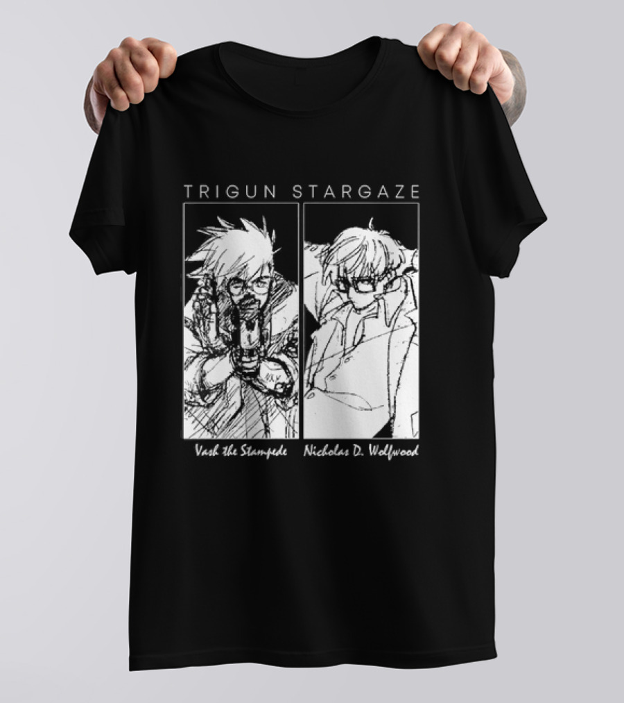 Trigun Stargaze Vash The Stampede Nicholas D. Wolfwood Manga T-Shirt