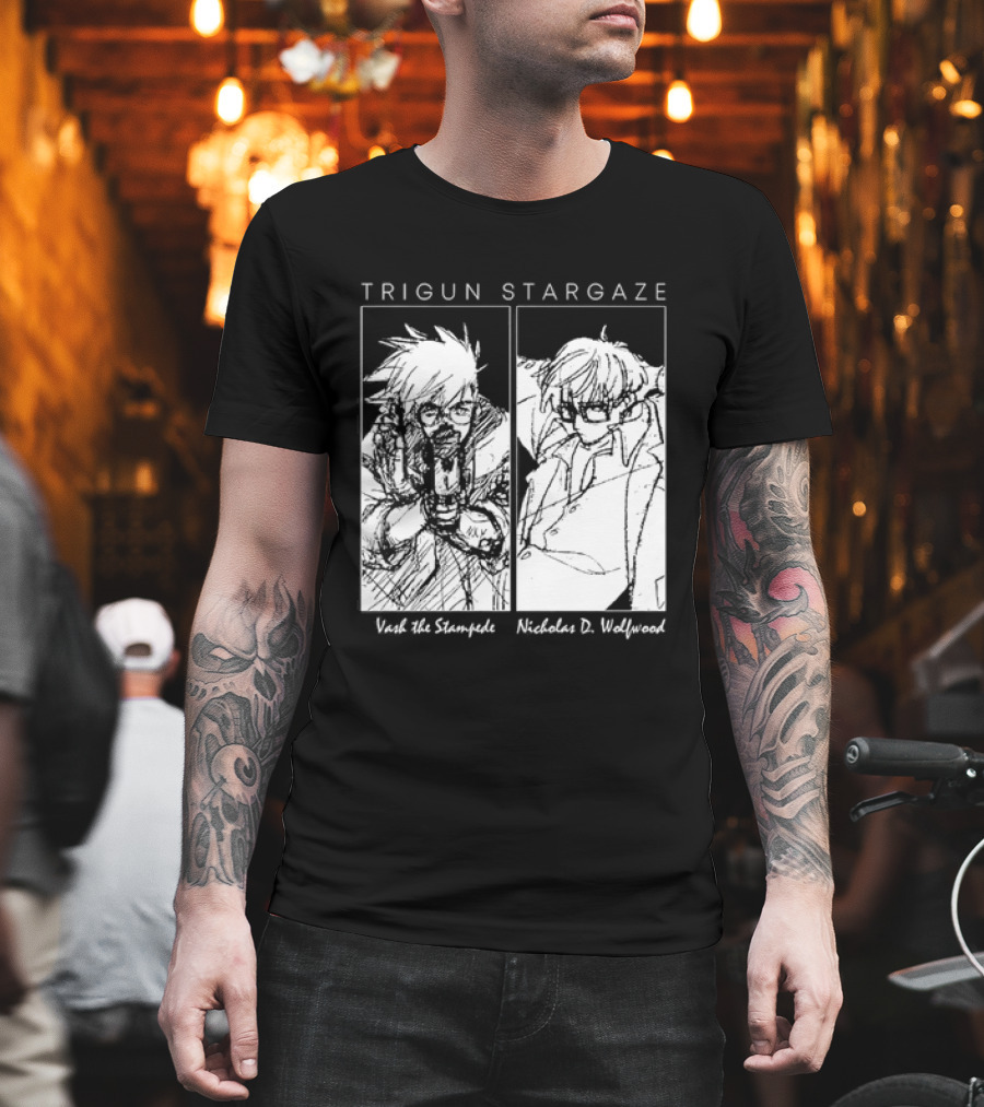 Trigun Stargaze Vash The Stampede Nicholas D. Wolfwood Manga T-Shirt