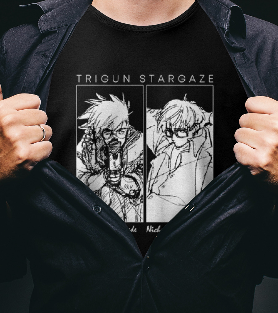 Trigun Stargaze Vash The Stampede Nicholas D. Wolfwood Manga T-Shirt