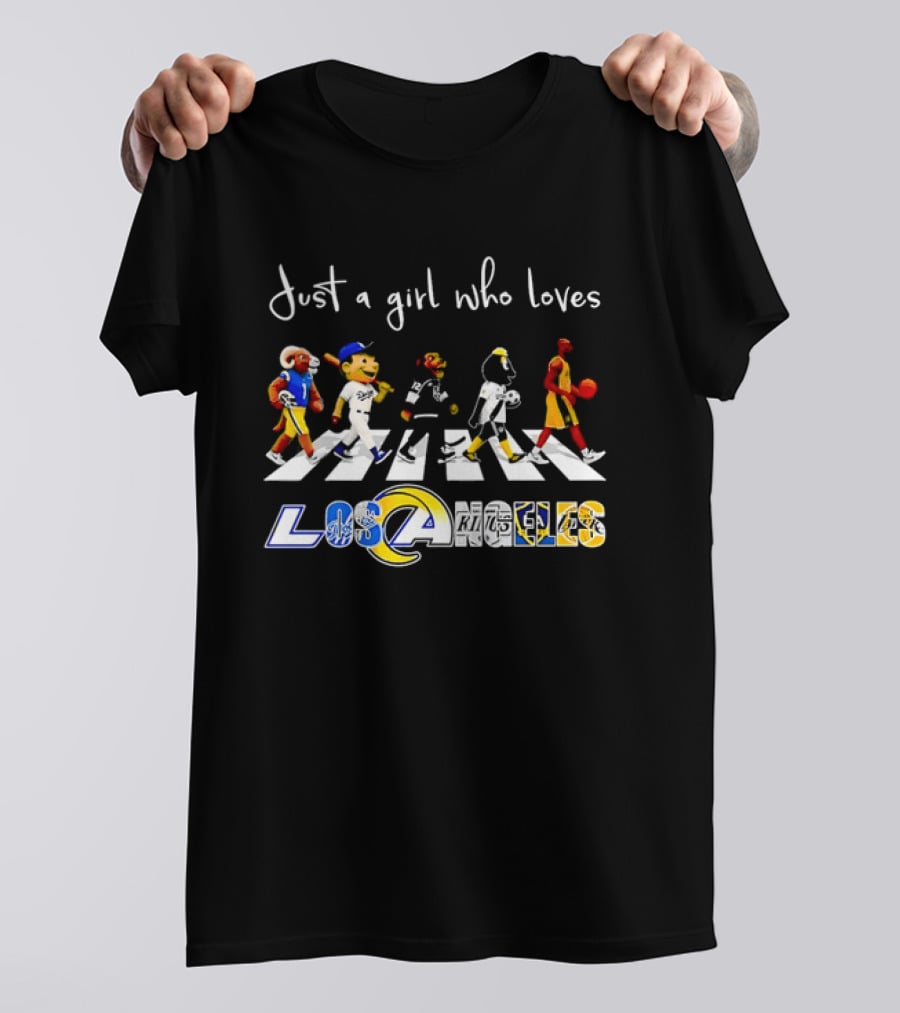 Just A Girl Who Loves Los Angeles Sports Teams Abbey Road Crosswalk T-Shirt