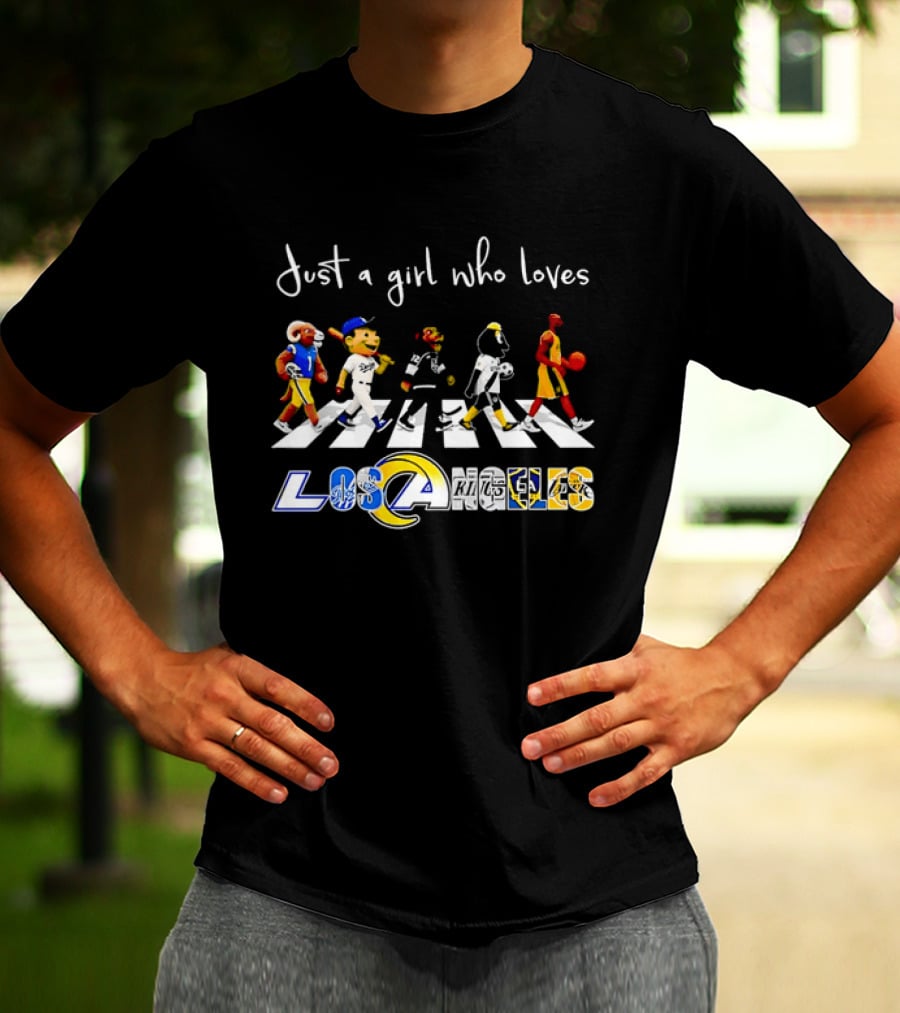 Just A Girl Who Loves Los Angeles Sports Teams Abbey Road Crosswalk T-Shirt