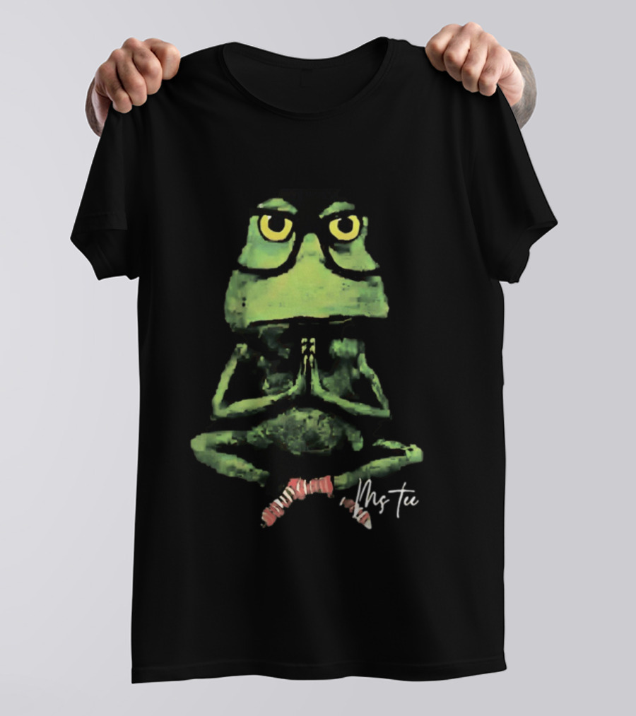 Frog Wearing Glasses Striped Socks Meditating Ms T-Shirt