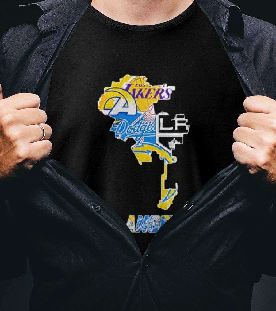 Los Angeles Lakers Rams Dodgers LA Kings Chargers Sports Team Logos T-Shirt