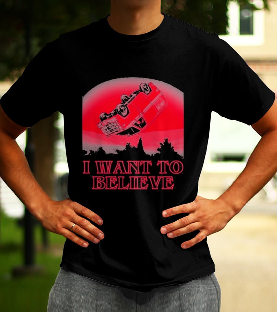 The X Files I Want To Believe Upside Down Car T-Shirt