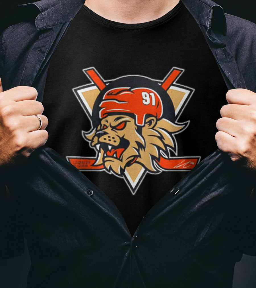 LC 91 Leo Carlsson 91 Center Anaheim Ducks Lion Hockey T-Shirt