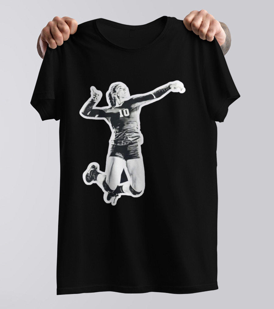 Volleyball Number 10 Athlete In Mid Air Motion T-Shirt