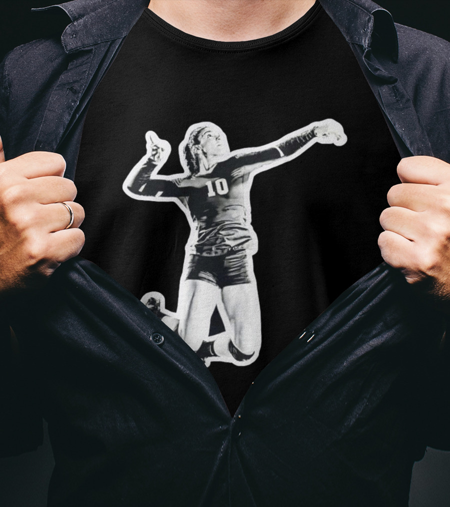 Volleyball Number 10 Athlete In Mid Air Motion T-Shirt