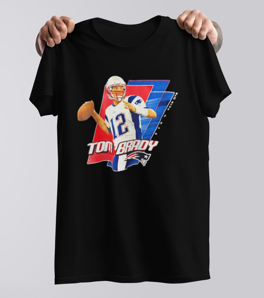 New England Patriots Tom Brady 12 Football Quarterback Iconic Action Pose T-Shirt