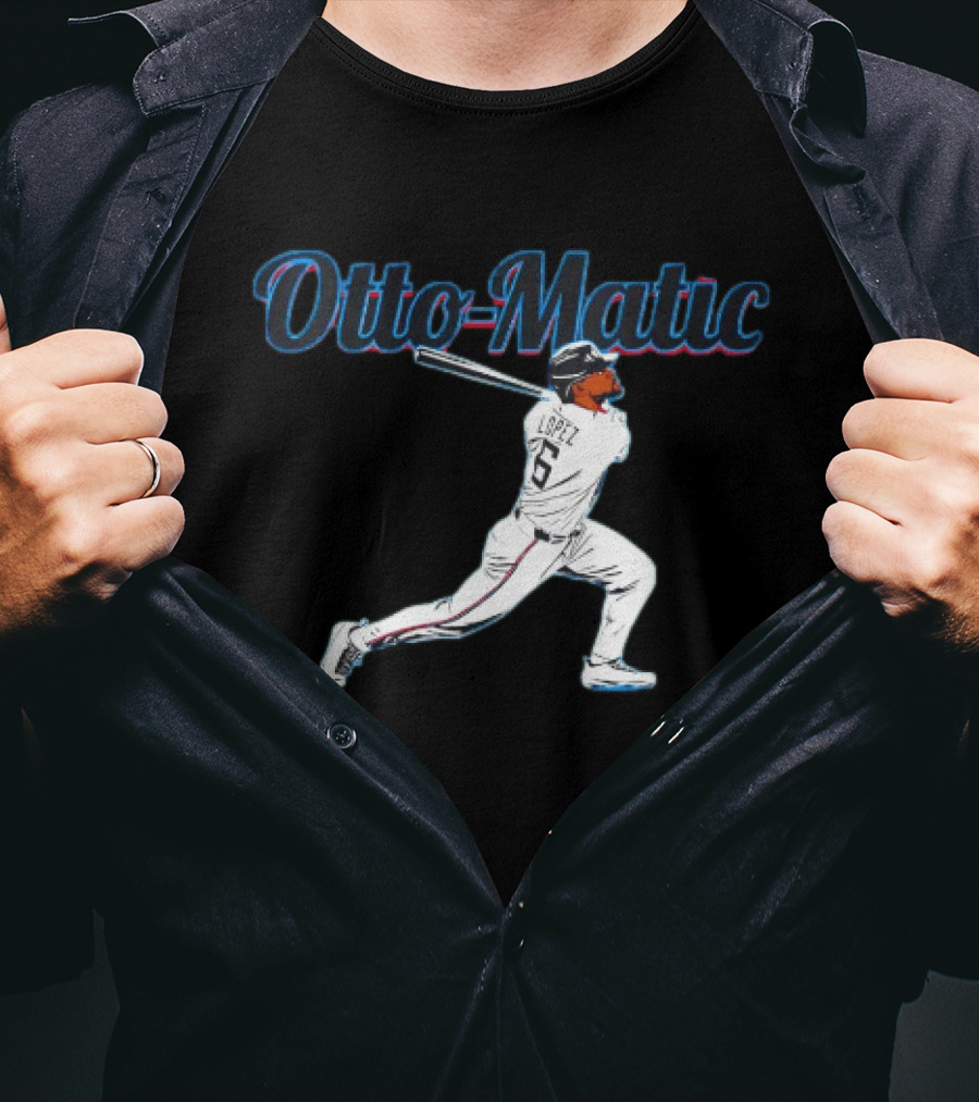 Otto Matic Lopez Swinging Baseball Toronto Blue Jays T-Shirt
