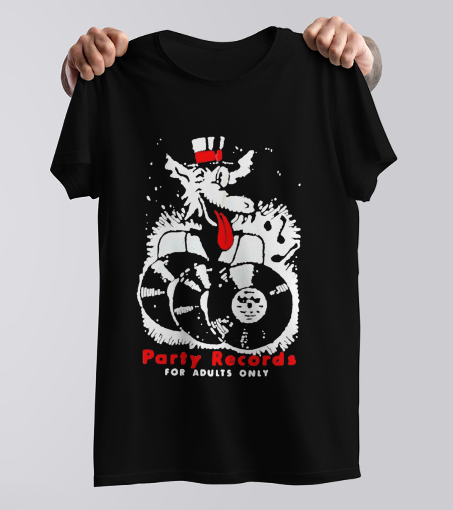 Party Records For Adults Only Wolf Vinyl Spinning T-Shirt