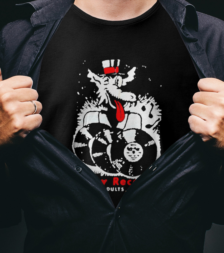 Party Records For Adults Only Wolf Vinyl Spinning T-Shirt
