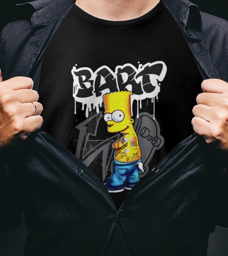 Bart Simpson Street Style Skateboard Graffiti Tattoos T-Shirt