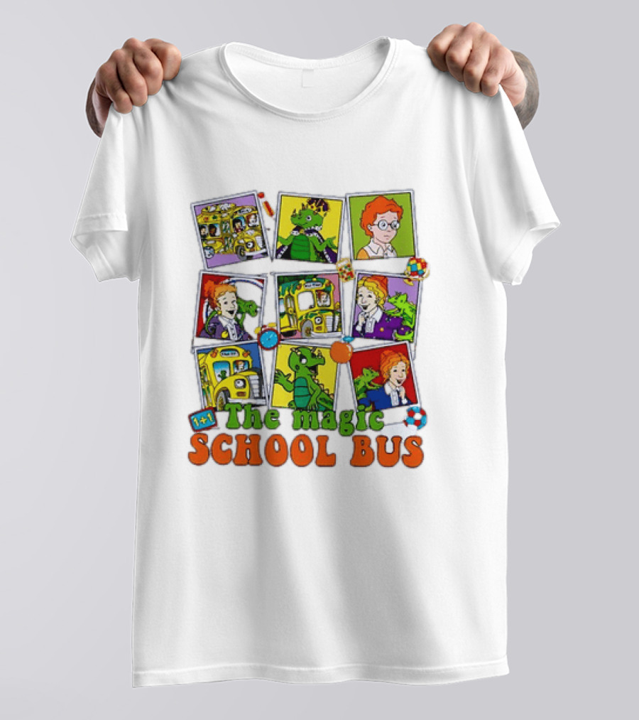 1+1 The Magic School Bus Characters And Adventure Scenes T-Shirt