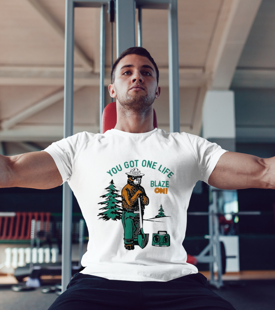 You Got One Life Blaze On Smokey Bear Retro Forest T-Shirt