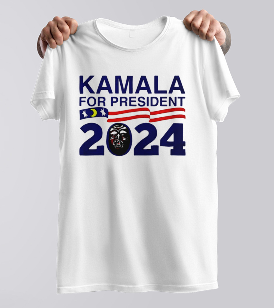 Kamala For President 2024 Stars And Stripes Moon Face T-Shirt