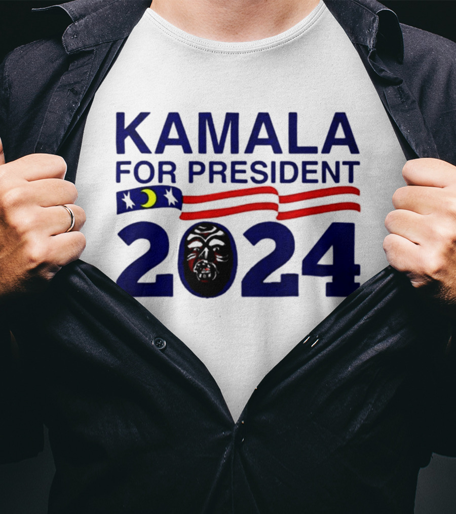 Kamala For President 2024 Stars And Stripes Moon Face T-Shirt