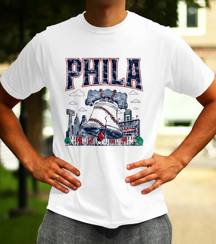 Phila Liberty Bell Baseball Fusion With Philly Sports Stadium Vintage Look T-Shirt