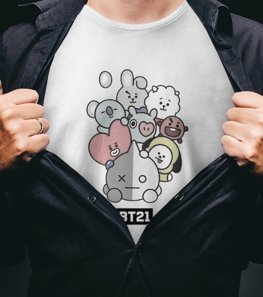 BT21 Kpop Cartoon Characters Vibrant Group T-Shirt
