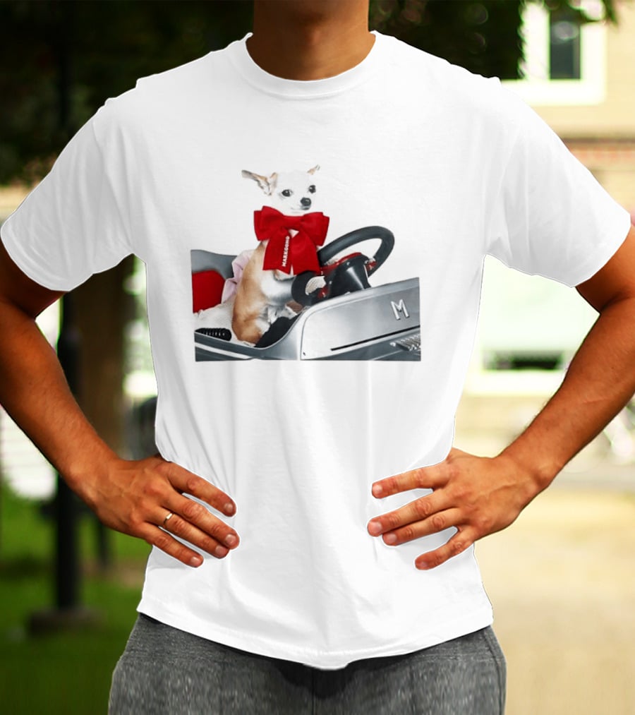 Chihuahua Puppy In Toy Car With Markgong Ribbon T-Shirt