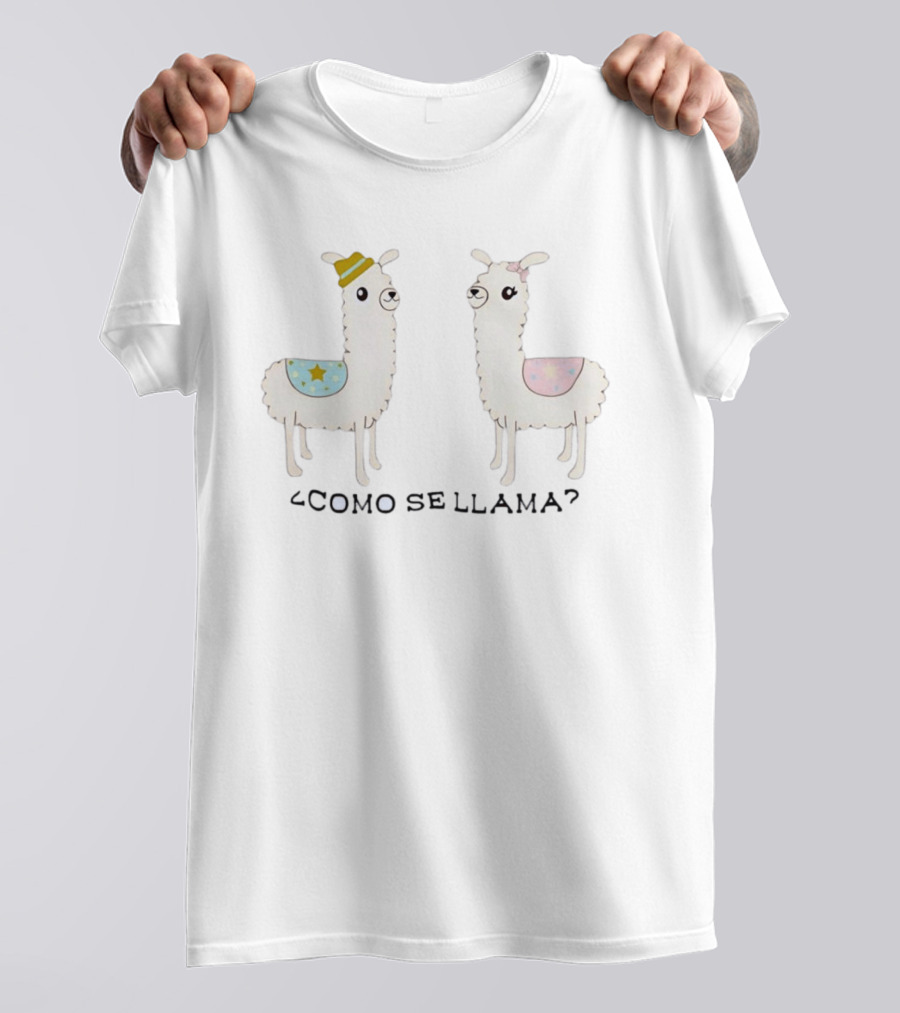 Llamas ¿Como Se Llama? Cute Llama Pair With Hats T-Shirt