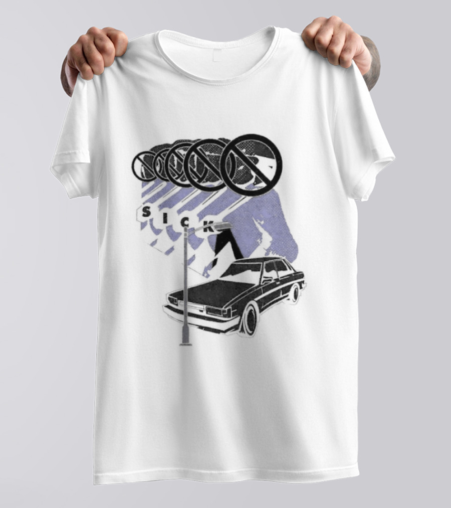 Sick Car Sedan Street Lamp Urban Environment Walking Man T-Shirt
